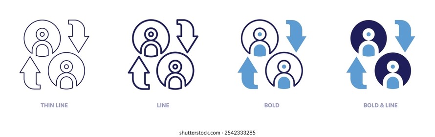 Competitive strategy icon in 4 different styles. Thin Line, Line, Bold, and Bold Line. Duotone style. Editable stroke.