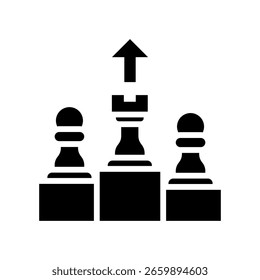 Ilustración vectorial de glifo de icono de estrategia competitiva