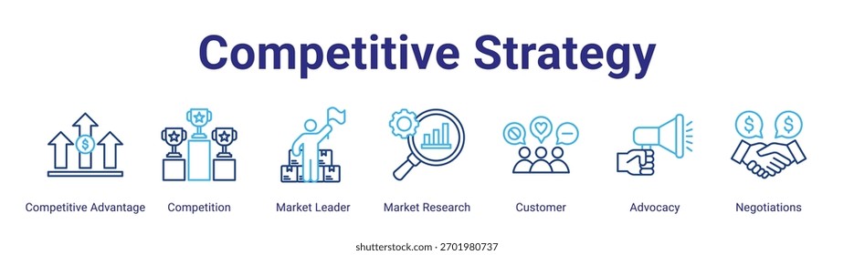 Competitive Strategy web banner icon element for design in a collection
