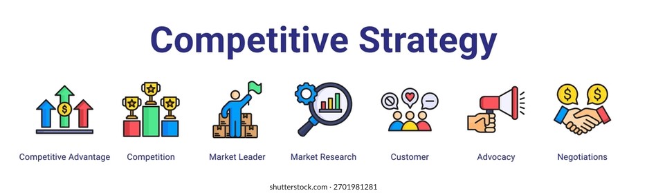 Elemento de icono de Anuncio de Web de estrategia competitiva para el diseño en una colección