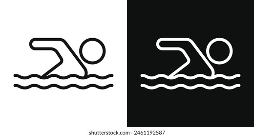 Juego de iconos de nadador competitivo. Símbolo de Vector de natación y deportes de piscina.