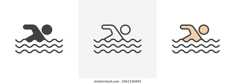 Competitive Swimming Icon Set. Pool and Sport Vector Symbol.