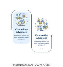 Competitive vs comparative advantage rectangle infographic vector. Company growth strategy. Data visualization with 2 steps. Editable rectangular options chart