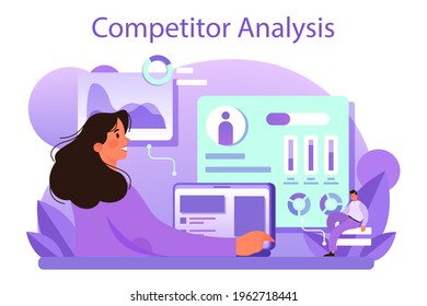 Concepto de análisis de la competencia. Investigación de mercado y estrategia empresarial