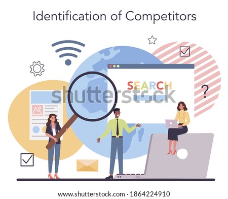 Competitor analysis concept. Market research and business strategy development. Competitor identefication. Isolated vector illustration