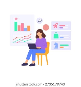 Competitor Analysis, evaluating rivals seo strategies and performance, Flat Vector Illustration
