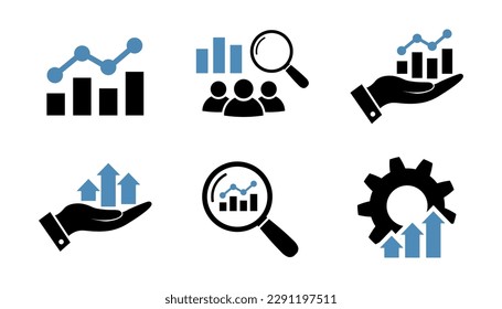 Competitor analysis icon in flat. Strategy search sign in black. Business analysis symbol. Marketing research sign on white. Analysis of a growing chart icon. Vector illustration for web site design.