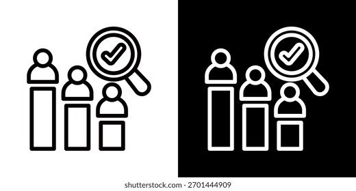 Icono de análisis de la competencia de la línea de estilo blanco y negro