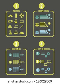 competitor analysis illustration with infographics. vector background