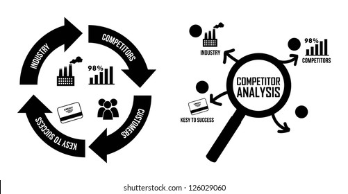 competitor analysis illustration with infographics. vector background