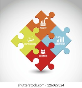 competitor analysis illustration with puzzles. vector background