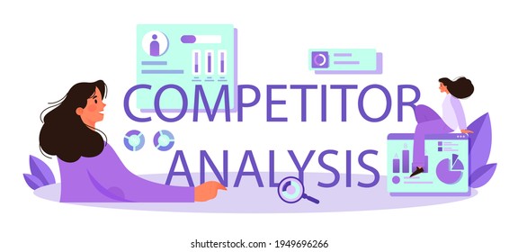 Encabezado tipográfico de análisis de competidores. Investigación de mercado y estrategia empresarial
