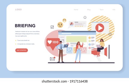 Competitor analysis web banner or landing page. Market research and business strategy development. Social network analysis. Isolated vector illustration