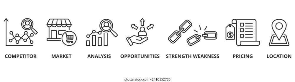 Competitor analysis web icon vector illustration concept with icon of competitor, market, analysis, opportunities, strength weakness, pricing, location