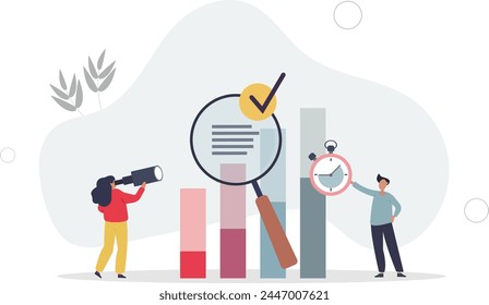 Competitor benchmarking tools for company evaluation .Quality, performance and market share analysis with other businesses.flat vector illustration.