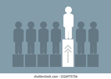 competitor exception business success concept: confident leader man - one not like other, think different