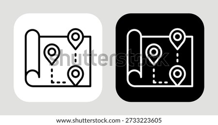 Competitor Map Icon In Black and White Line Style