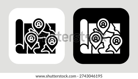 Competitor Map Icon In Black and White Glyph Style