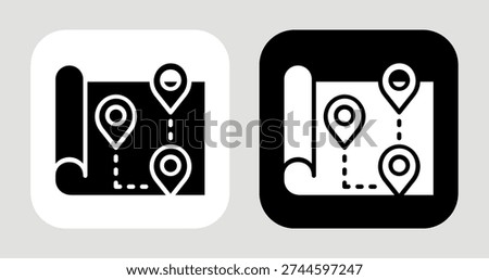 Competitor Map Icon In Black and White Glyph Style