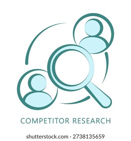 Competitor Research Hand Drawn Dual Tone Color Icon, Mini Illustration For Modern Concept, Ui, Ux Web And App Development. Related To Seo And Online Marketing.