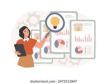 Competitor research isolated concept vector illustration. Market research service, competitor analysis, online marketing survey, corporate website element, UI, menu bar vector concept.
