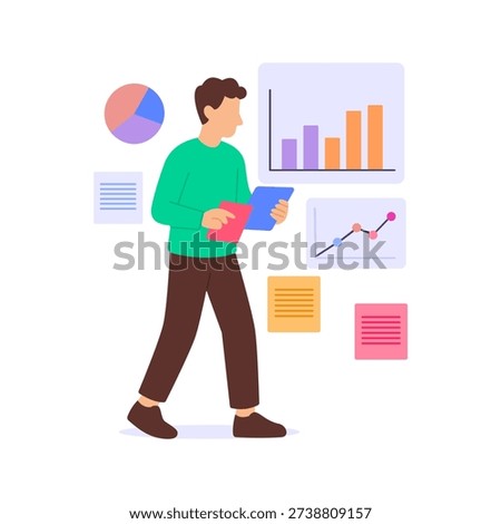 Competitor Strategy, analyzing rival tactics for competitive advantage, Flat vector character illustration