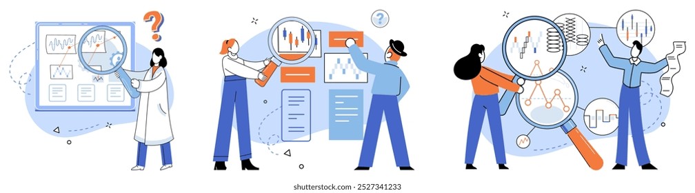 Competitors analysis vector illustration. Information, currency, holds immense value when invested wisely in decoding competitors intentions Research, archaeologist, excavates layers competitors