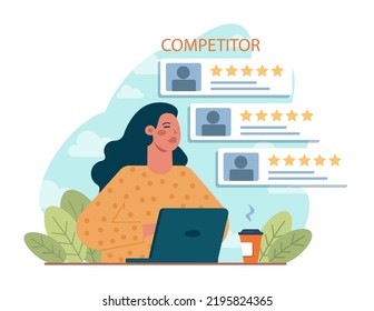 Competitors concept. Business or interpersonal competition. Rivalry for win or conflict of interests. Different interests or two opposites conflict. Flat vector illustration. 3D Illustration
