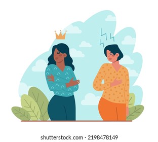Competitors concept. Business or interpersonal competition. Rivalry for win or conflict of interests. Different interests or two opposites conflict. Flat vector illustration. 3D Illustration