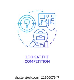 Competitors research blue gradient concept icon. Business marketing. Home based entrepreneurship tip abstract idea thin line illustration. Isolated outline drawing. Myriad Pro-Bold font used