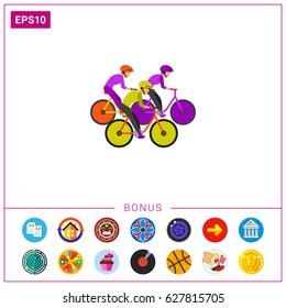 Competitors riding bicycles vector icon
