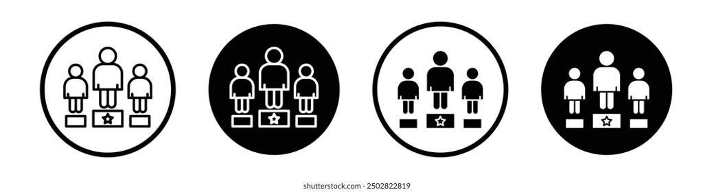 Competitors vector icon set black filled and outlined style.