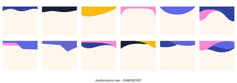 Compilation of assorted shapes suitable for headers or footers on square posts or websites. Creative separator for design simplicity in vector flat style. Bold colors influenced by the y2k aesthetic.