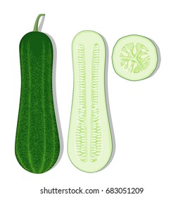 Compilation of cucumber section on transparent background
