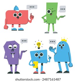 A compilation of cute abstract cartoon character in various shape and colour