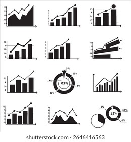 Una compilación de diversos gráficos de negocios y gráficos que representan el rendimiento financiero y el análisis de datos.