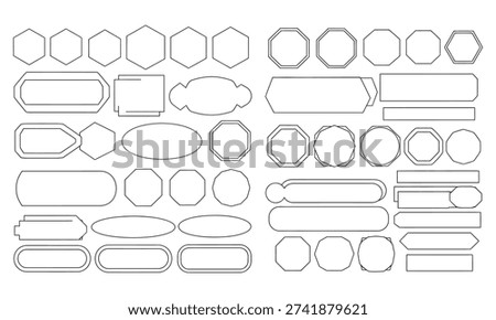 A compilation of diverse geometric shapes including rectangles, ovals, and lines in outline form