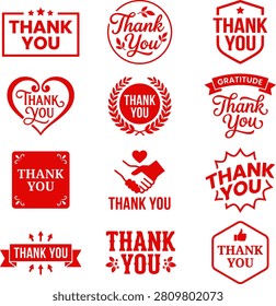 A compilation of diverse red thank you designs suitable for business appreciation and gratitude messages.