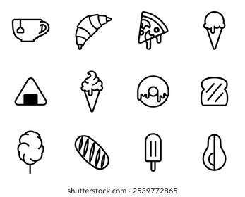 Compilation of Food and Drink line icon vector design template and illustration with editable stroke
