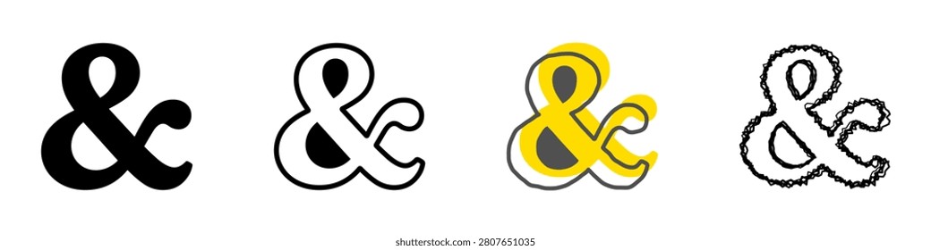 A compilation of four distinct ampersand designs, showcasing variety in artistic representation and visual appeal