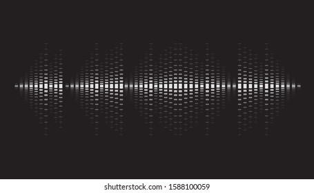 Compilation of high-frequency radio waves, audio signals and digital Music equalizer Noise recording. Isolated on a black background.