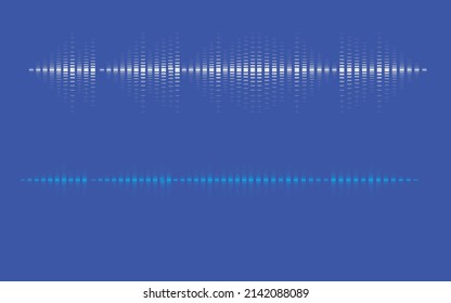 Compilation of high-frequency radio waves, audio signals and digital Music equalizer Noise recording. Isolated on a blue background.