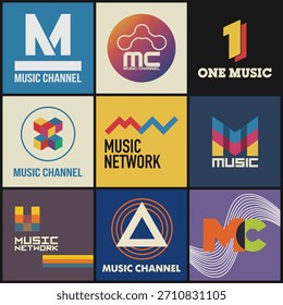 Compilação de Símbolos Vetoriais de Música e Ondas Sonoras para Marcas de Televisão e Mídia Digital
