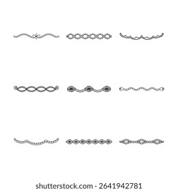 A compilation of nine unique and delicate black and white border designs.