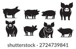 compilation of pig silhouettes against a white background 