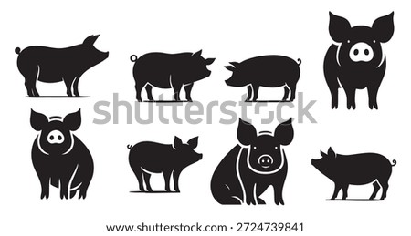  compilation of pig silhouettes against a white background 