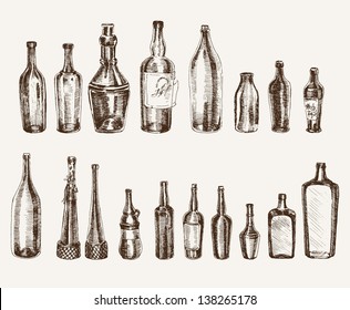 compilation of vector sketches containers for beverages