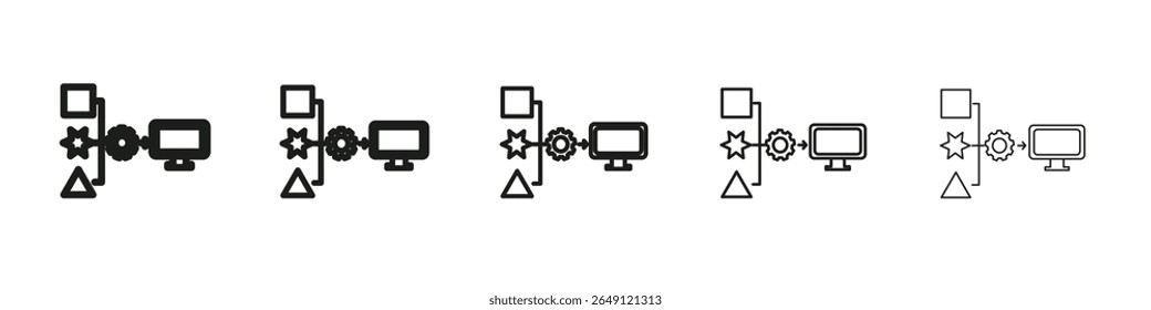 Symbol kompilieren, Vektorkontursatz-Illustrationszeichen