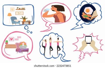 compiled image vector of daily routine work
