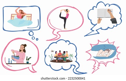 compiled image vector of daily routine work

